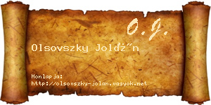 Olsovszky Jolán névjegykártya