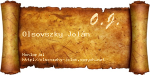 Olsovszky Jolán névjegykártya
